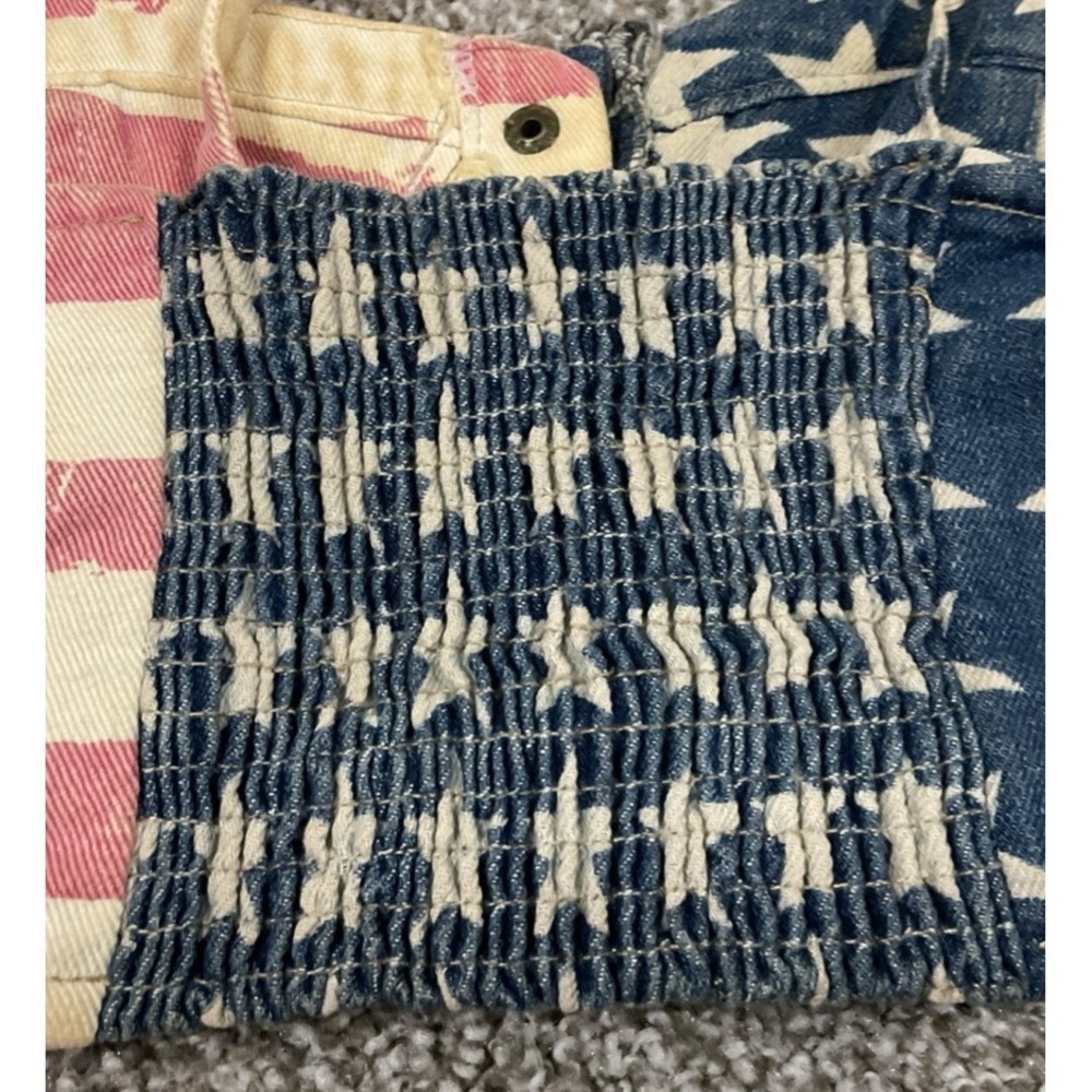 36point5 Distressed Denim‎ American Flag Snap Front Bustier Corset Halter Top Sm - Picture 4 of 8